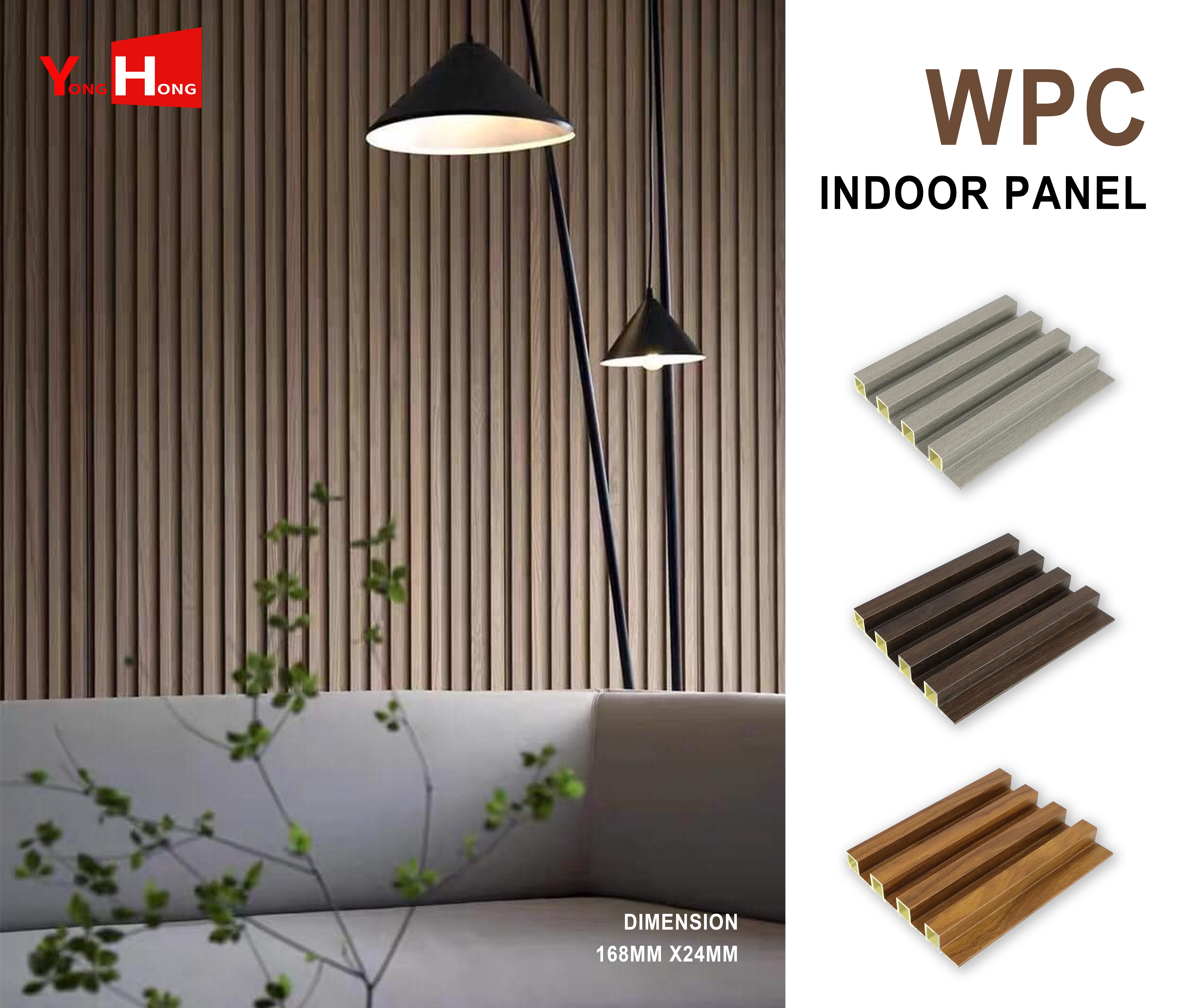 Indoor Wooden Grain WPC PVC Wall Panels for Decoration